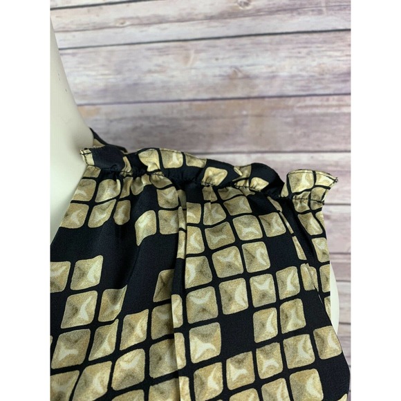 Alexander Wang Black Silk Dress Size 2 Women's Ruffle Print Vneck Cap Sleeve Y2K - Picture 3 of 12